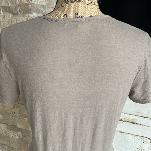 James Perse deep V-neck short sleeve pima cotton basic t-shirt tee taupe tan - Picture 9 of 15